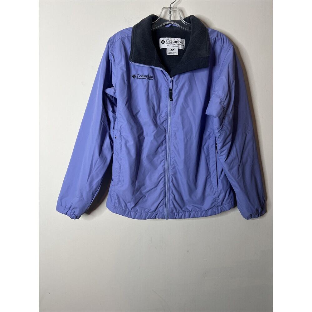 Columbia Fleece Lined Nylon Jacket Full Zip Womens Medium Windbreaker Purple